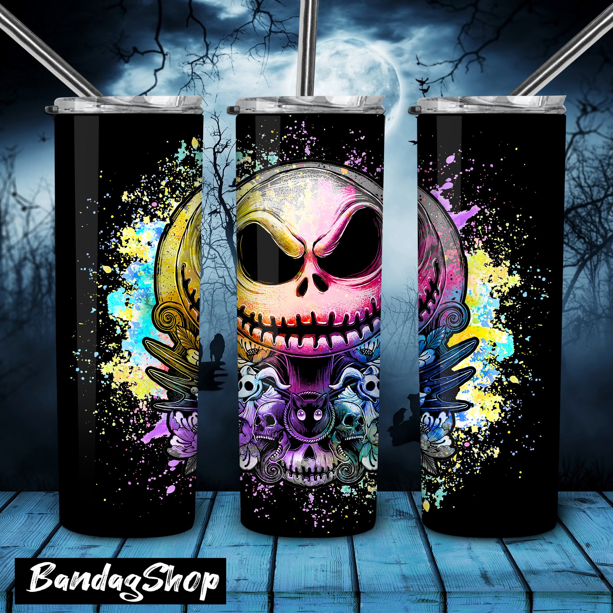 Jack Skellington 20oz Skinny Tumbler PNG, Tumbler Wrap Sublimation, W…