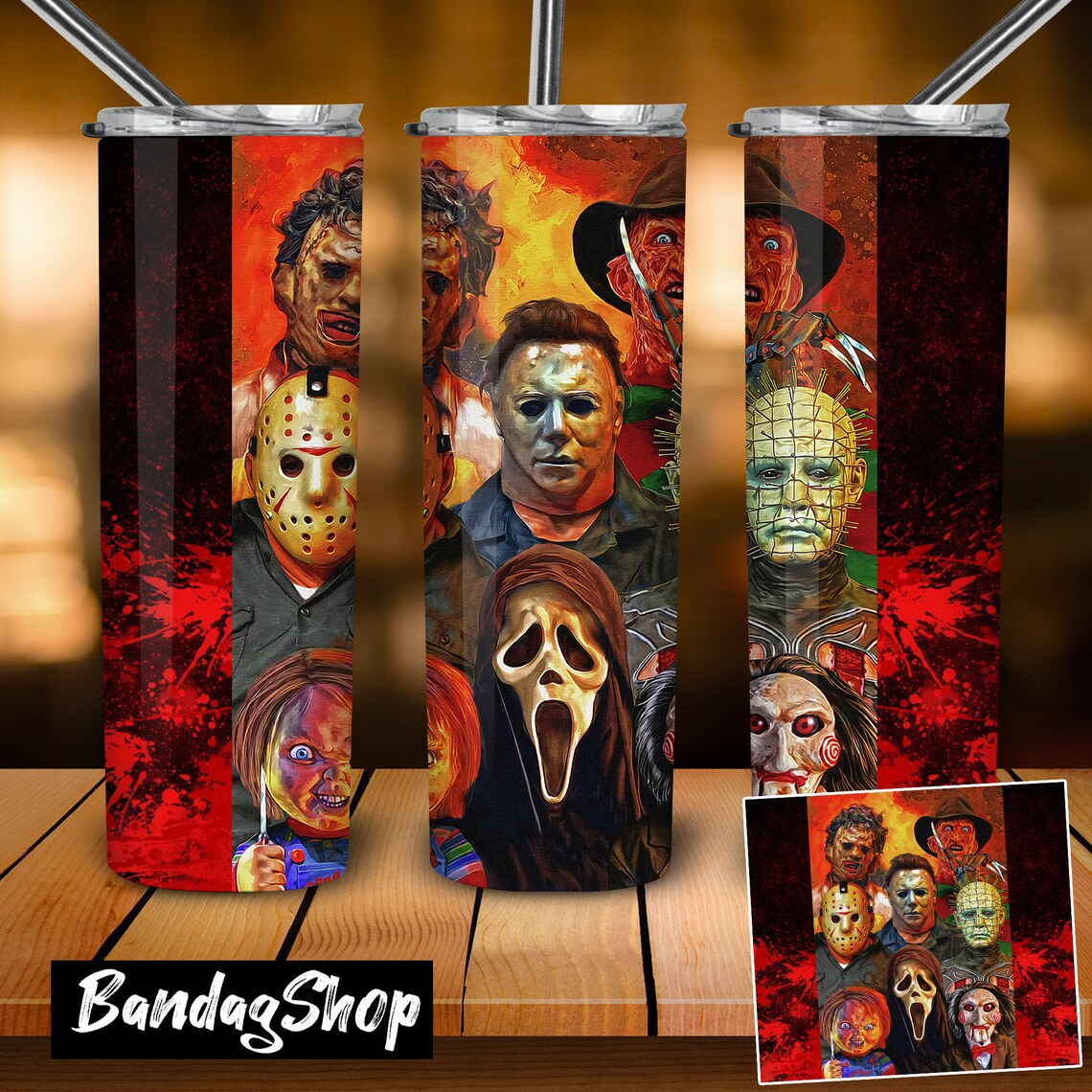 Horror Movie 20oz Skinny Tumbler PNG Tumbler Wrap Etsy