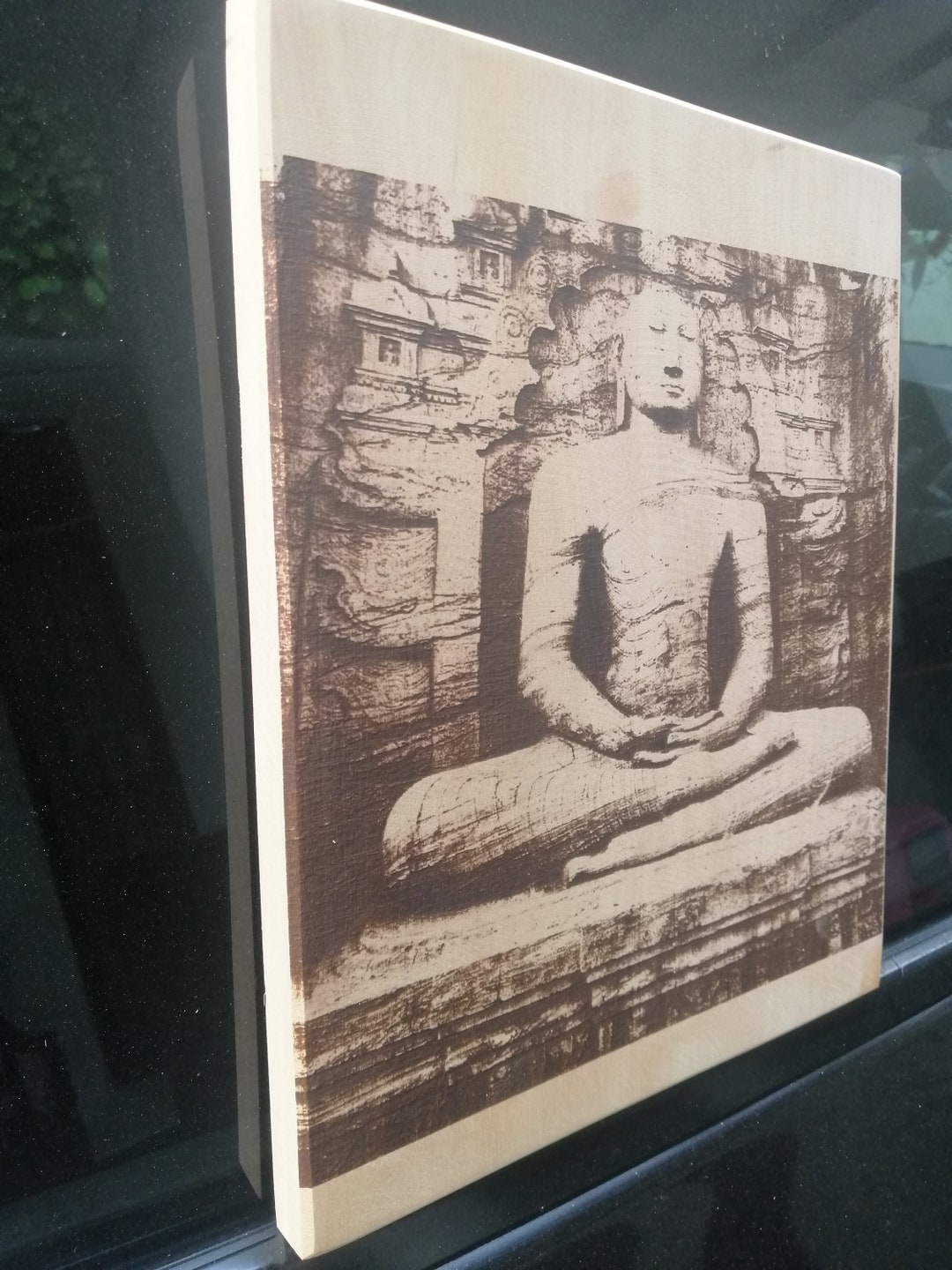 Wood Buddha Wall Art Meditation Yoga Art Laser Engraving, Sacral Symbol