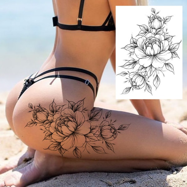 Tatuaje temporal / Tatuajes de fiesta de temperatura floral grande / tatuajes para mujeres niñas