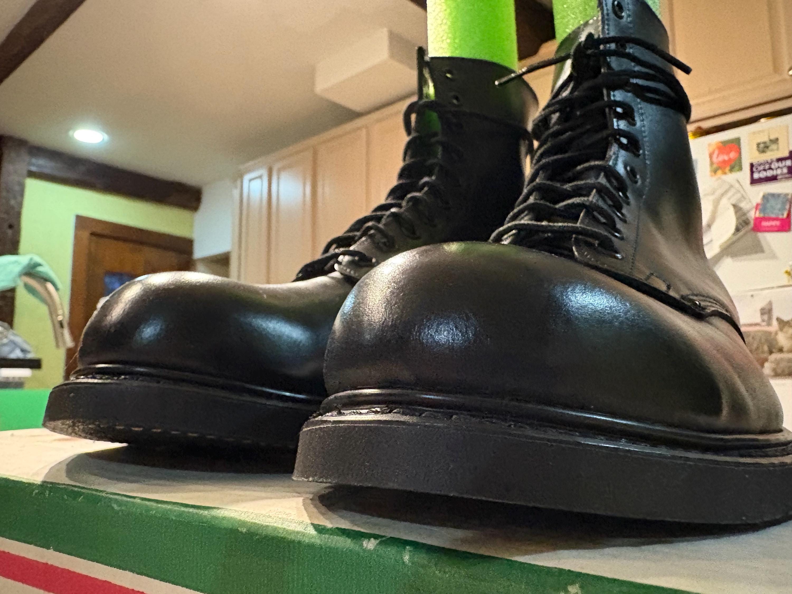BILTRITE Men\'s Black Leather Military Style Steel Toe Lace-up Boots Sz 12 1/2W 7.5 Vintage 90s Steel Toe US Army Combat Military Boots  main image 3
