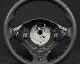 復元されたBMW e39 Mスポーツステアリングホイール、合成皮革、Mステッチ