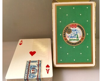 Vintage Mid Century Sealed W/ Tax Stamp Oregon 100 Anniversary Deck Of Cards