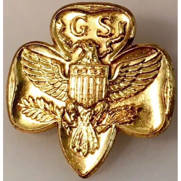 RARE Vintage 1940's Gold Girl Scout Pin Stamped Collectable Eagle