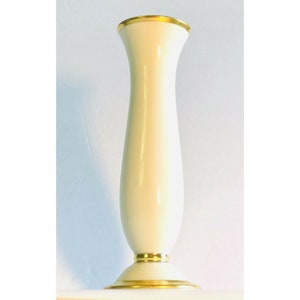 Vintage Furstenberg Germany Porcelain Ivory Gilded Gold Rim Vase 8” Rare 1650
