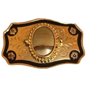 Natural Stone Jasper Western Tooled Vintage Belt Buckle