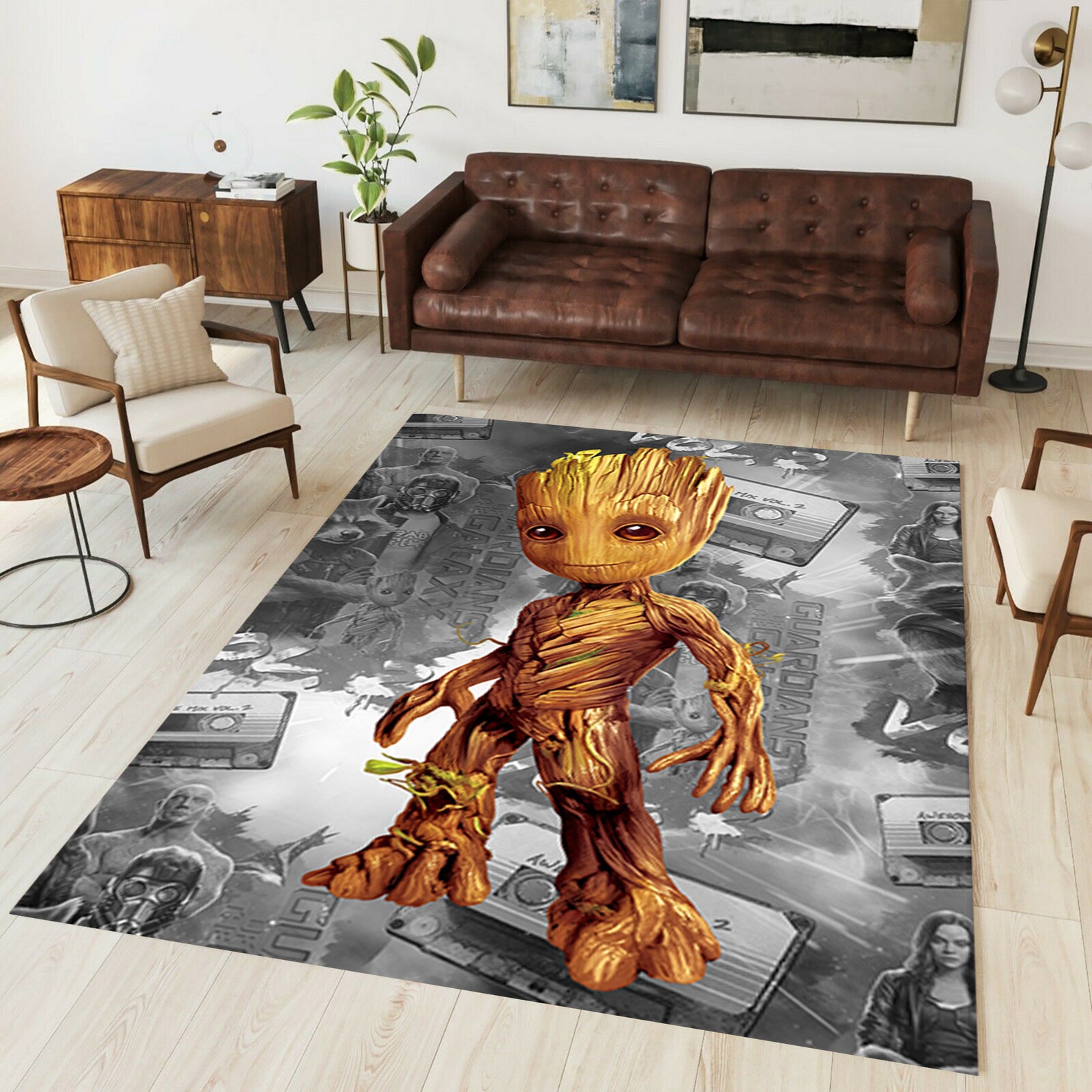 Baby Groot Area Rug Guardians of the Galaxy Print Carpet Home Etsy