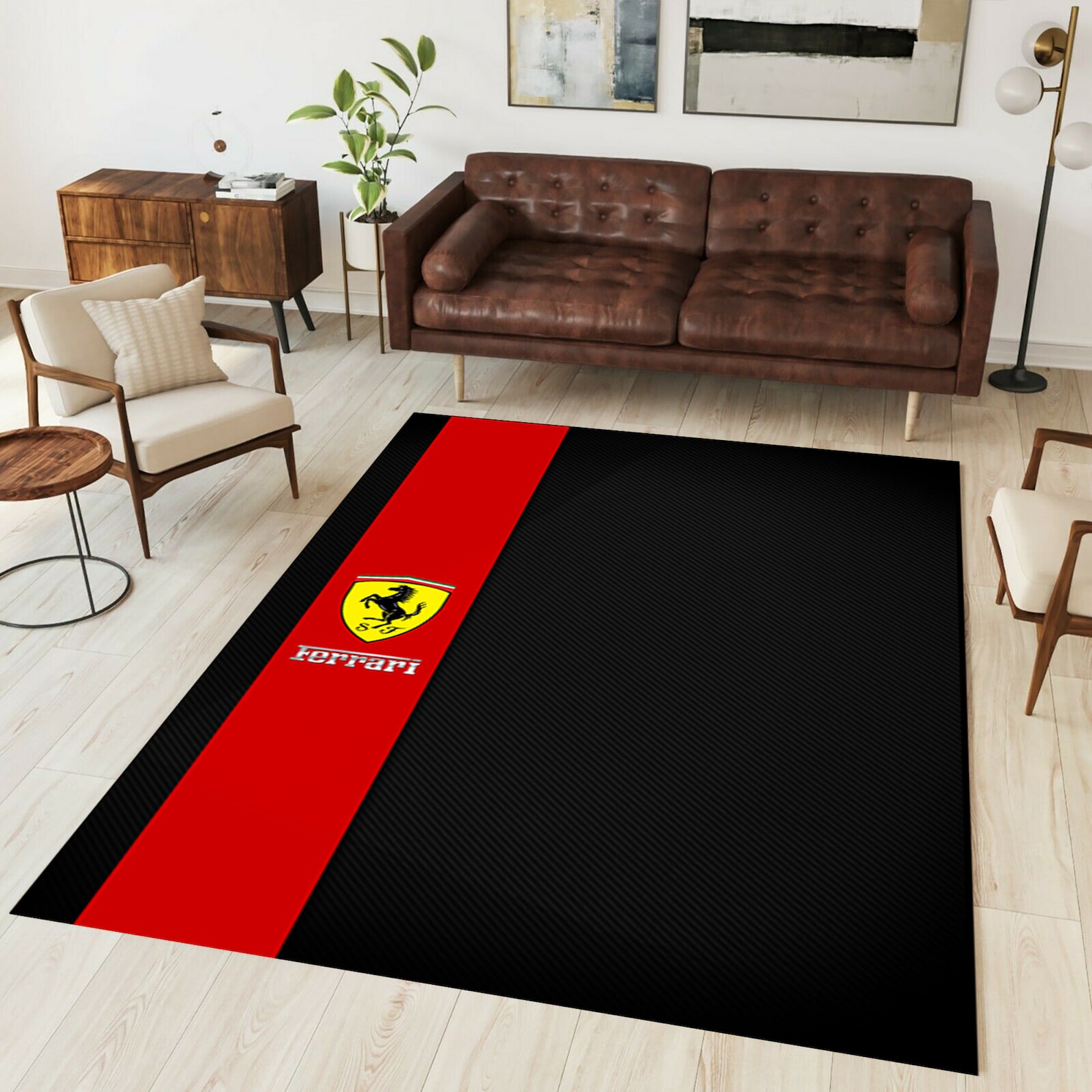 Ferrari Inspired Area Rug Garage Sign Office Or Showroom Etsy