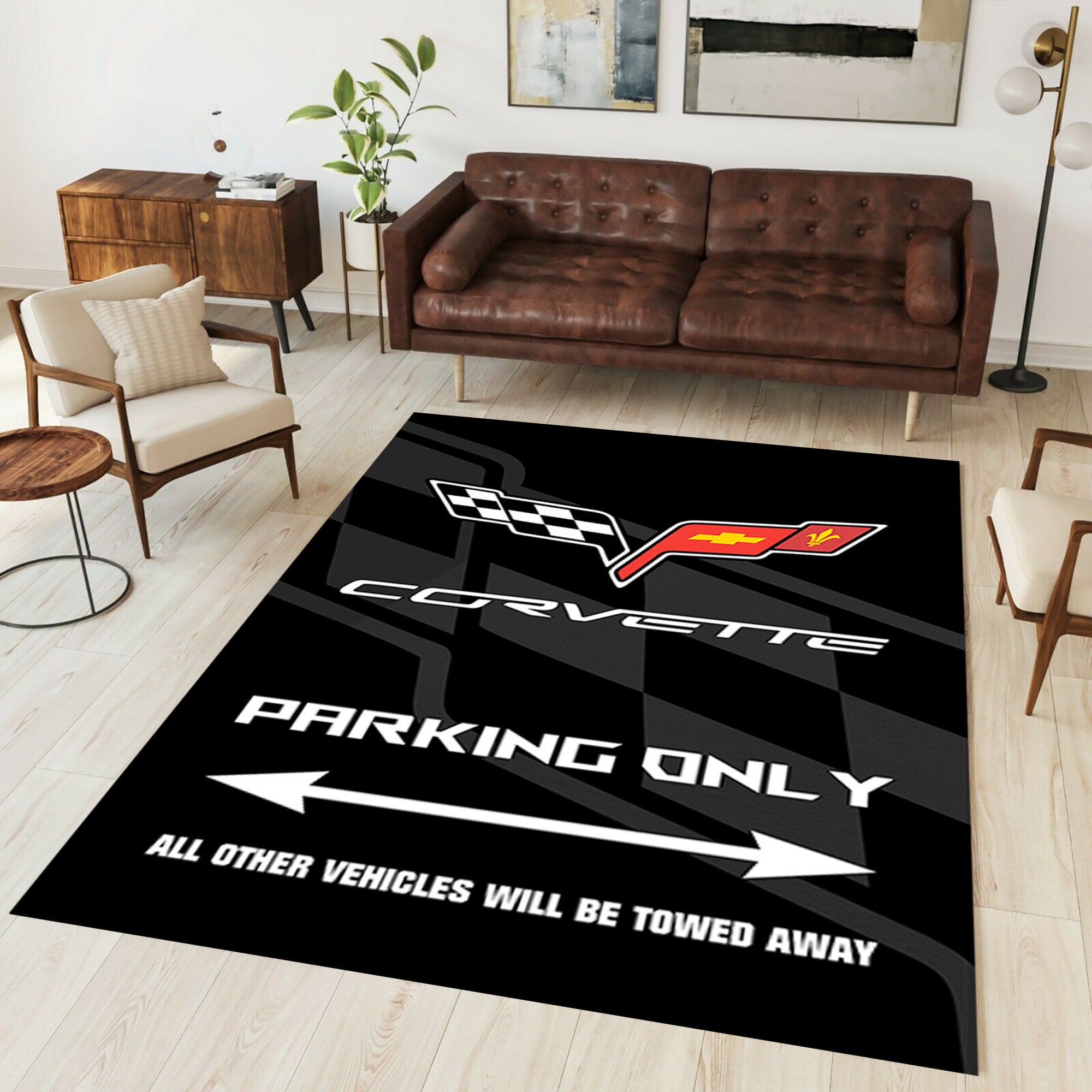 Corvette Parking Only Area Rug Garage Sign Office Or Etsy
