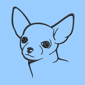 Chihuahua Embroidery File, chihuahua image, little Dog Head, DIGITAL DOWNLOAD  4 sizes included check description for full list of files