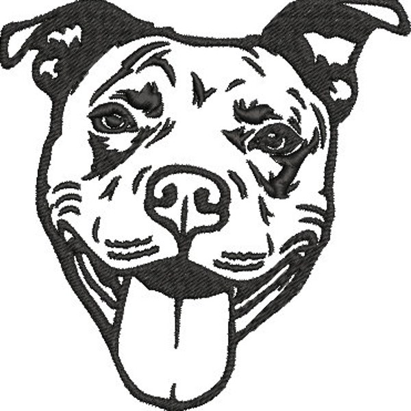 Embroidery File Happy Pit Bull Dog, DIGITAL DOWNLOAD  Can be personalized, 2 sizes included 4X4 5X7 check description for full list of files