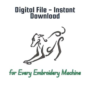 Dog Embroidery File, Greyhound, Great Dane embroidery, Dog line drawing, DIGITAL DOWNLOAD  3 sizes & Instructions, full list of files below