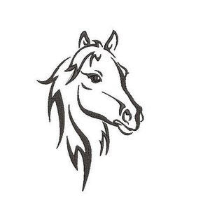 Horse head embroidery file, Horse with flowing main, 2 sizes included check description for full list of files