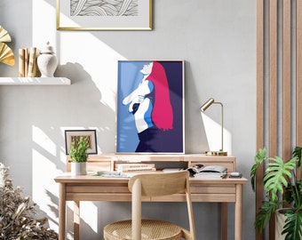 Modern Woman Portrait, Trendy Wall Art, Home Decor Print, Sensual Poster