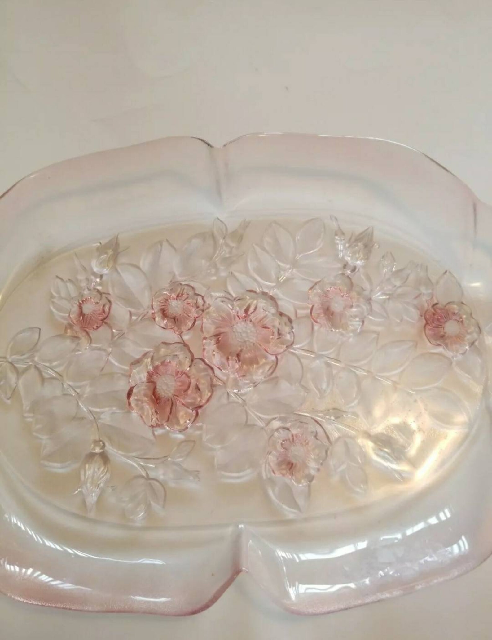 Vintage Mikasa Pink Crystal Rosella Pattern Walther Glass Oval Etsy