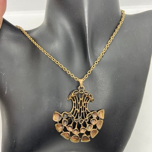 Renmoos Anhänger Designers Hannu Ikonen aus Skandinavien Finnland vintage 1970er Kette groß Bronze Moosblüte Retro
