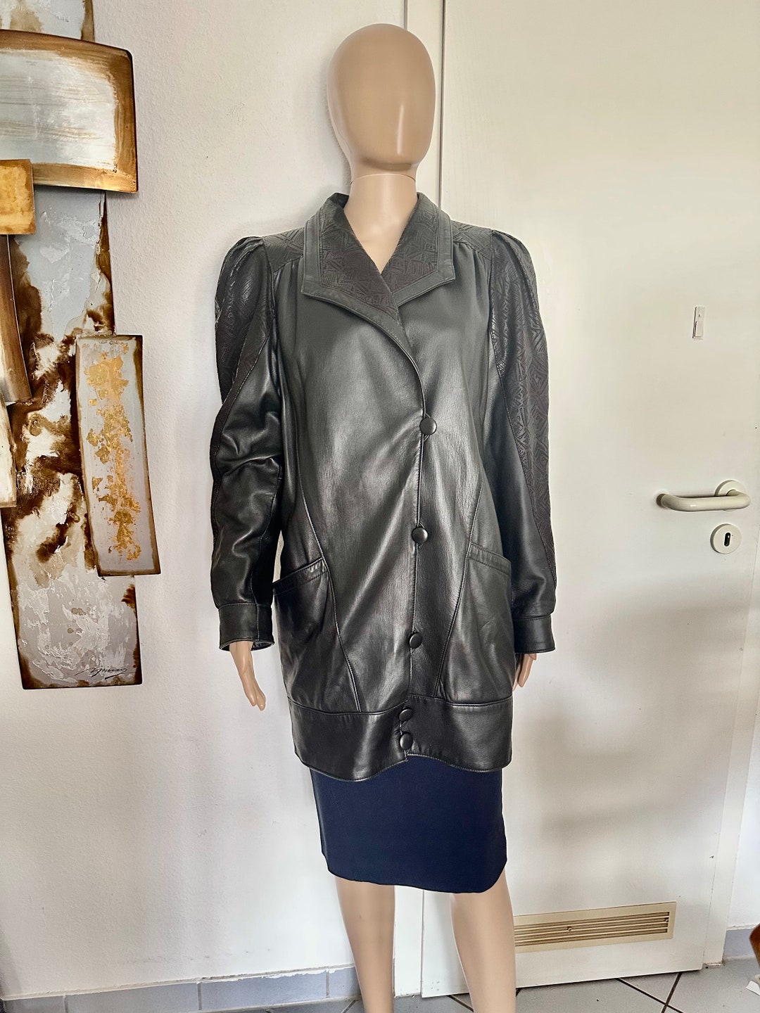 ヴィンテージ レザー コート ジャケット 1980年代 レトロ ラムスキン