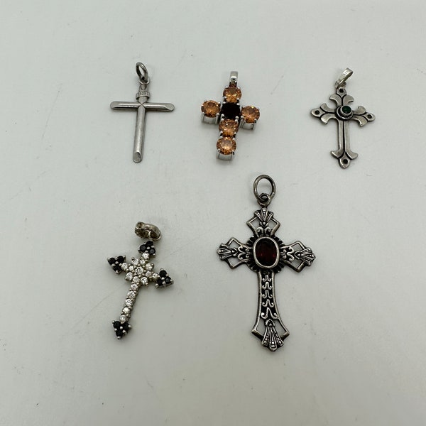 Anhänger Kreuz Echtsilber Gothic Granat 925 Vintage Kruzifix Strass Zirkonia Konfirmation Gift Geschenk