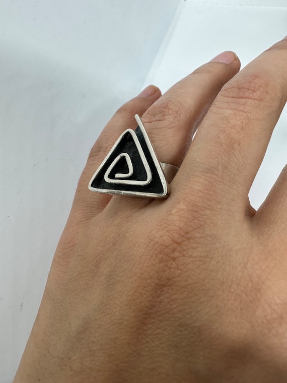 90s Mexico製 Silver 925 Maze Ring Vintage Ring 925 México Mexico Labyrinth Handmade Grooves Wide