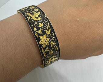 Vintage Damascene Toledo Spain Gold Bird Floral Hinged