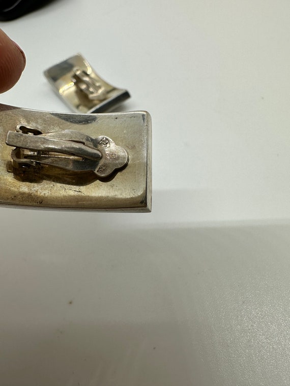 Amber large real silver ear clips earrings design… - image 6