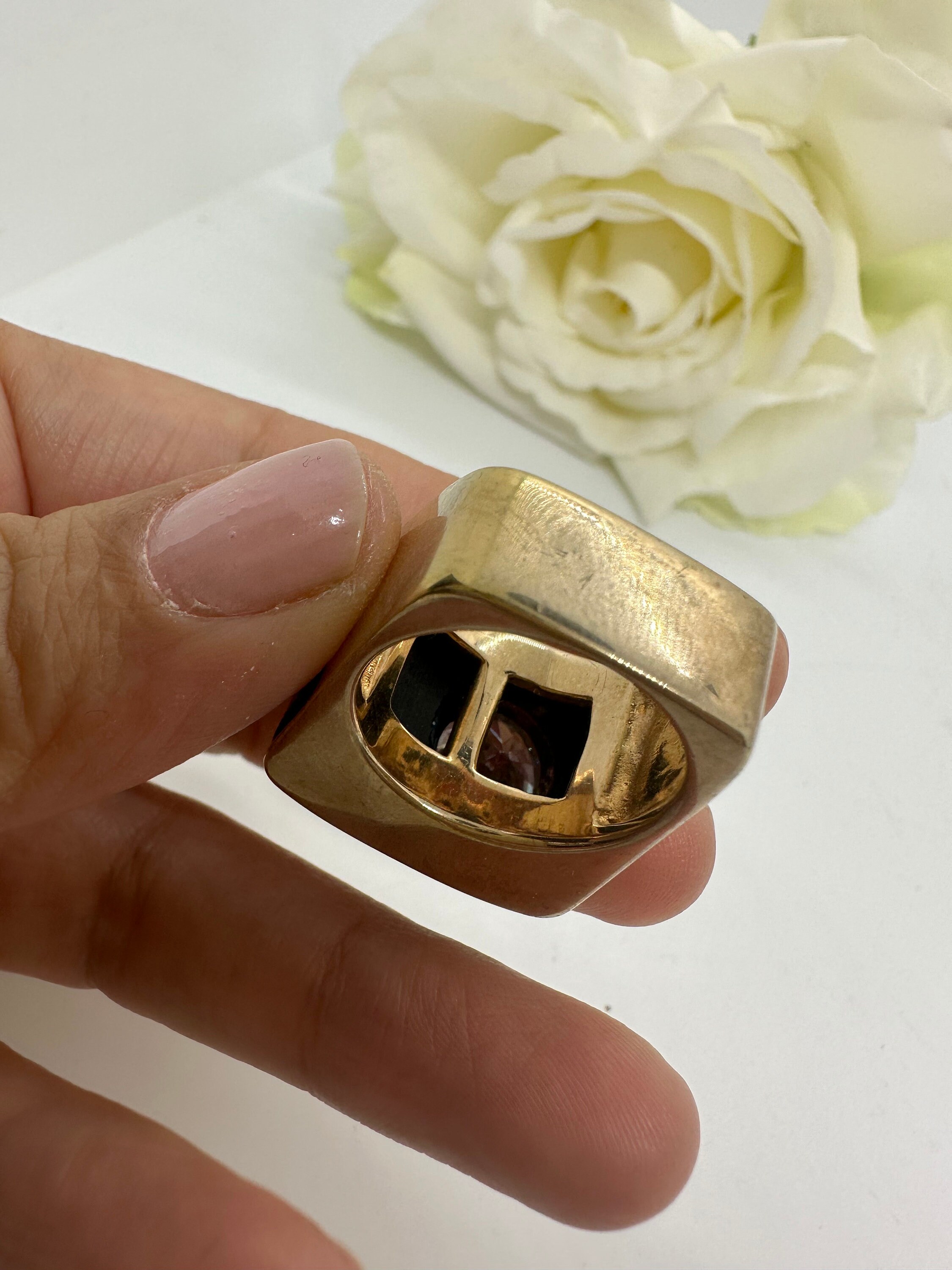 Ross Simons Ring Vintage Zirconia Black Gold Plated 18 Mm