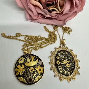 Médaillon Damasquiné Or De Tolède - Bijou Vintage, Occasion Très Bon état
