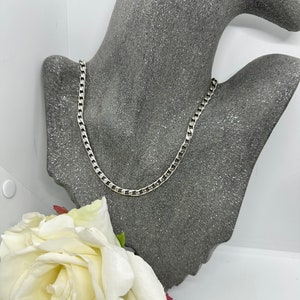 Curb chain necklace, 925 real silver, vintage silver, short, 50 cm good 4 mm width flat wide 90s 90s image 1