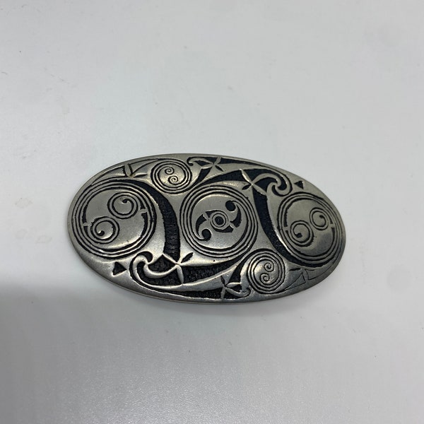 Keltische Brosche St. Justin Pewer Zinn Silber vintage Schottland gift retro