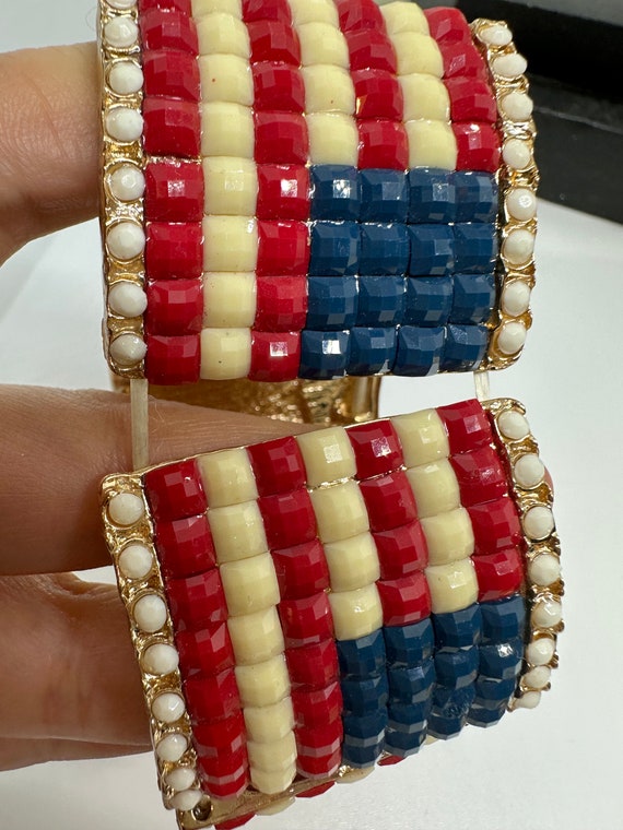 Rhinestone bracelet USA Flag America rubber wide … - image 5