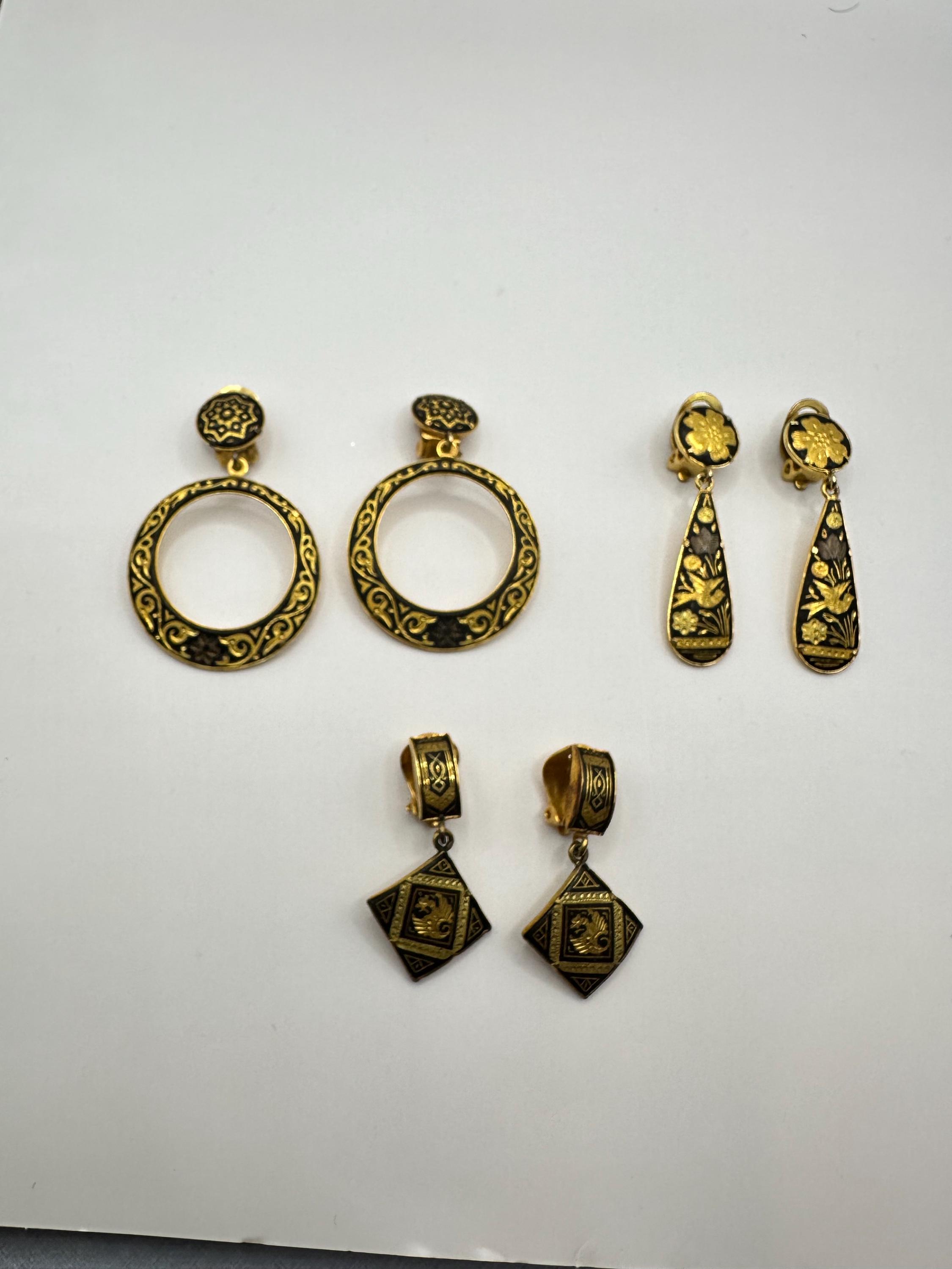 Boucles D'oreilles Vintage – Dorées, Clips, Style Tolède, Bon état