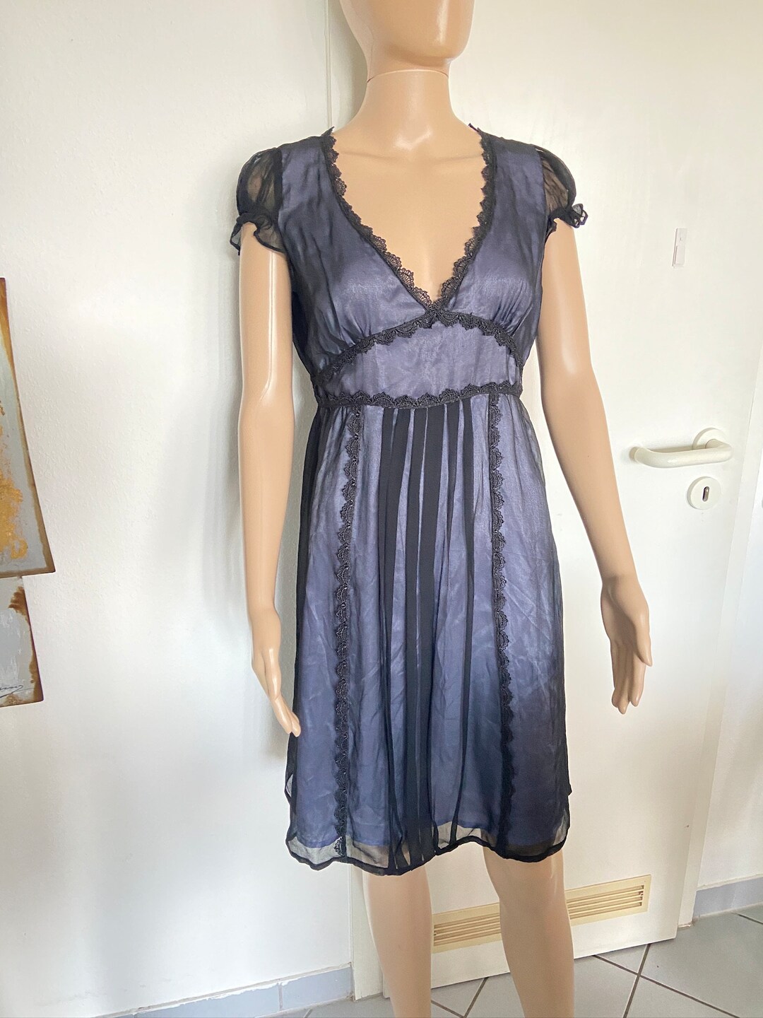 Marc Robe Russian Marc Jacabos robe de soirée créateur soie noire 36/S midi noble élégant ...