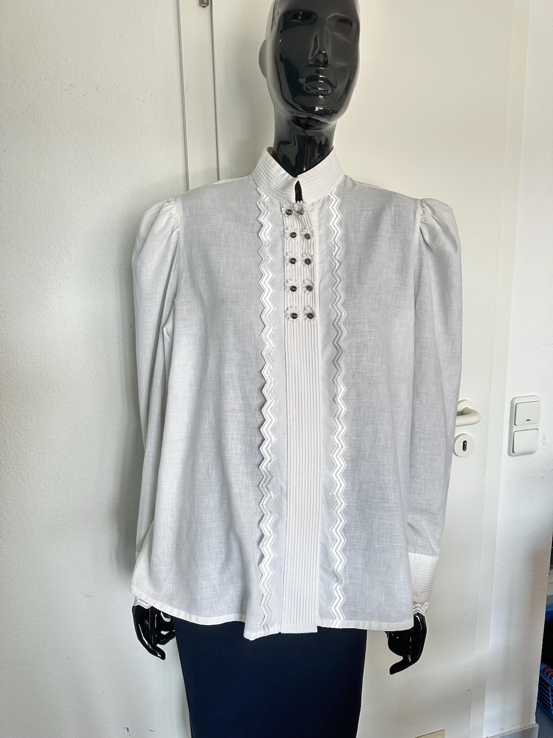 Dirndl Camicetta da donna in pizzo bianco nero da donna gilet in pizzo a mezza manica camicetta in pizzo per Oktoberfest lingerie da donna