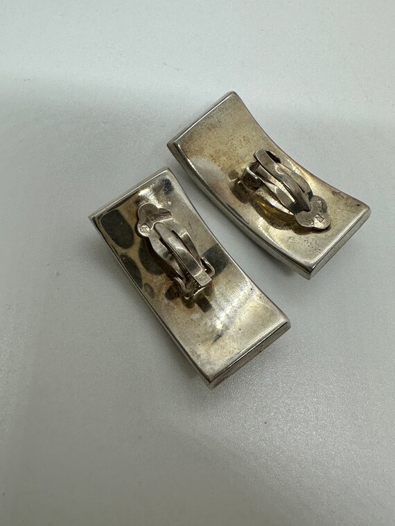 Amber large real silver ear clips earrings design… - image 7