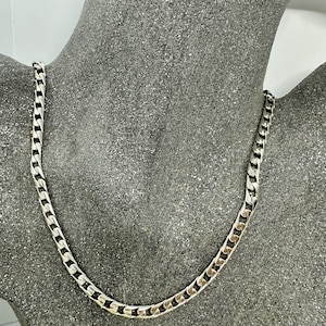 Curb chain necklace, 925 real silver, vintage silver, short, 50 cm good 4 mm width flat wide 90s 90s image 2