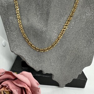 Link chain curb chain necklace, stainless steel, vintage gold-plated, short, gold-plated wide 90s 90s chain mesh retro elegant 50 cm