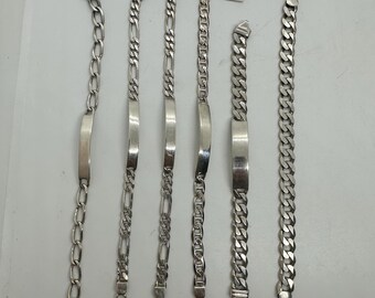 Curb bracelet silver 925 vintage solid lettering shield 21 cm, 20 cm wide new unisex men