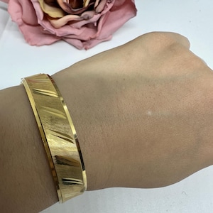 Vintage bangle 1980 gold plated wide Germany 18 bracelet bangle cm bracelet stainless steel jewelry retro