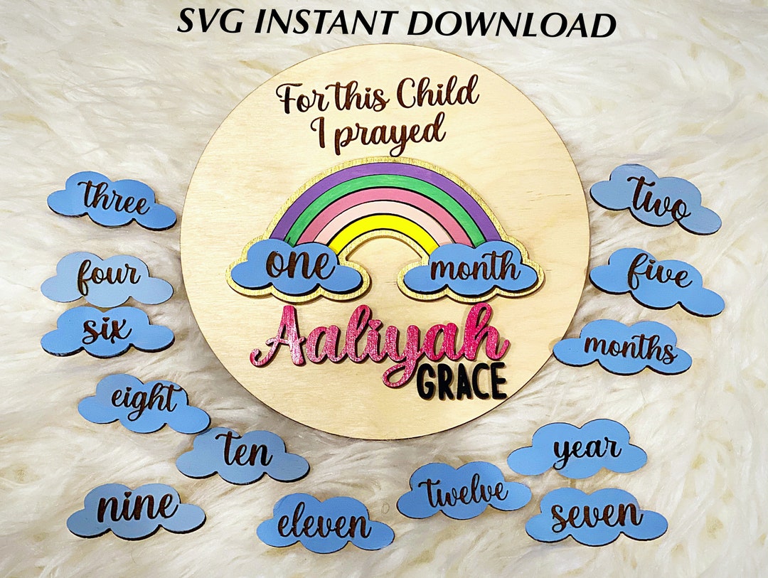 SVG FILE Wooden Baby Milestone Disc | Rainbow Baby Milestone | Monthly ...