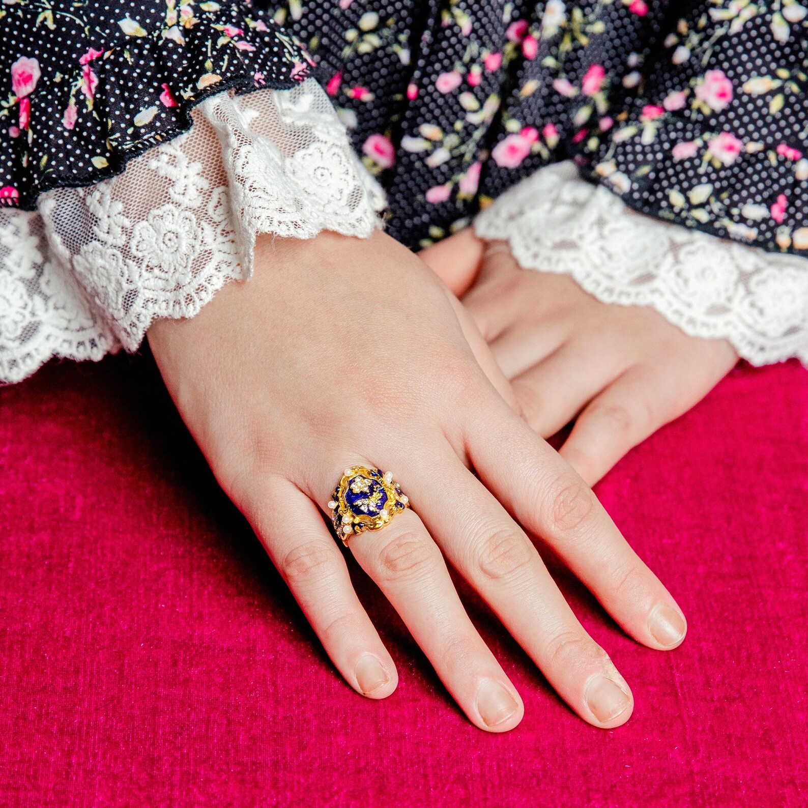 Ring Rings for Women Statement Rings Blue Gold Victorian Etsy