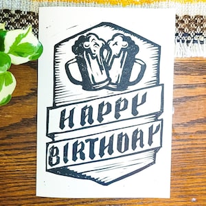 Carte de joyeux anniversaire - style Octoberfest - amoureux de la bière - carte d'anniversaire virile - 5 x 7 pouces