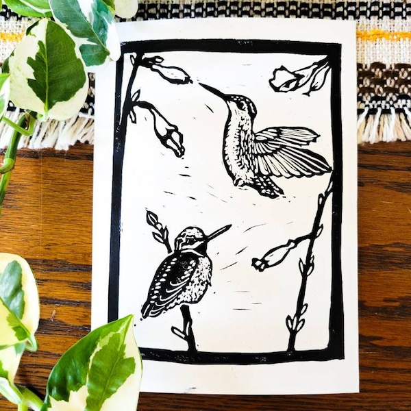 Bird Block Print Etsy