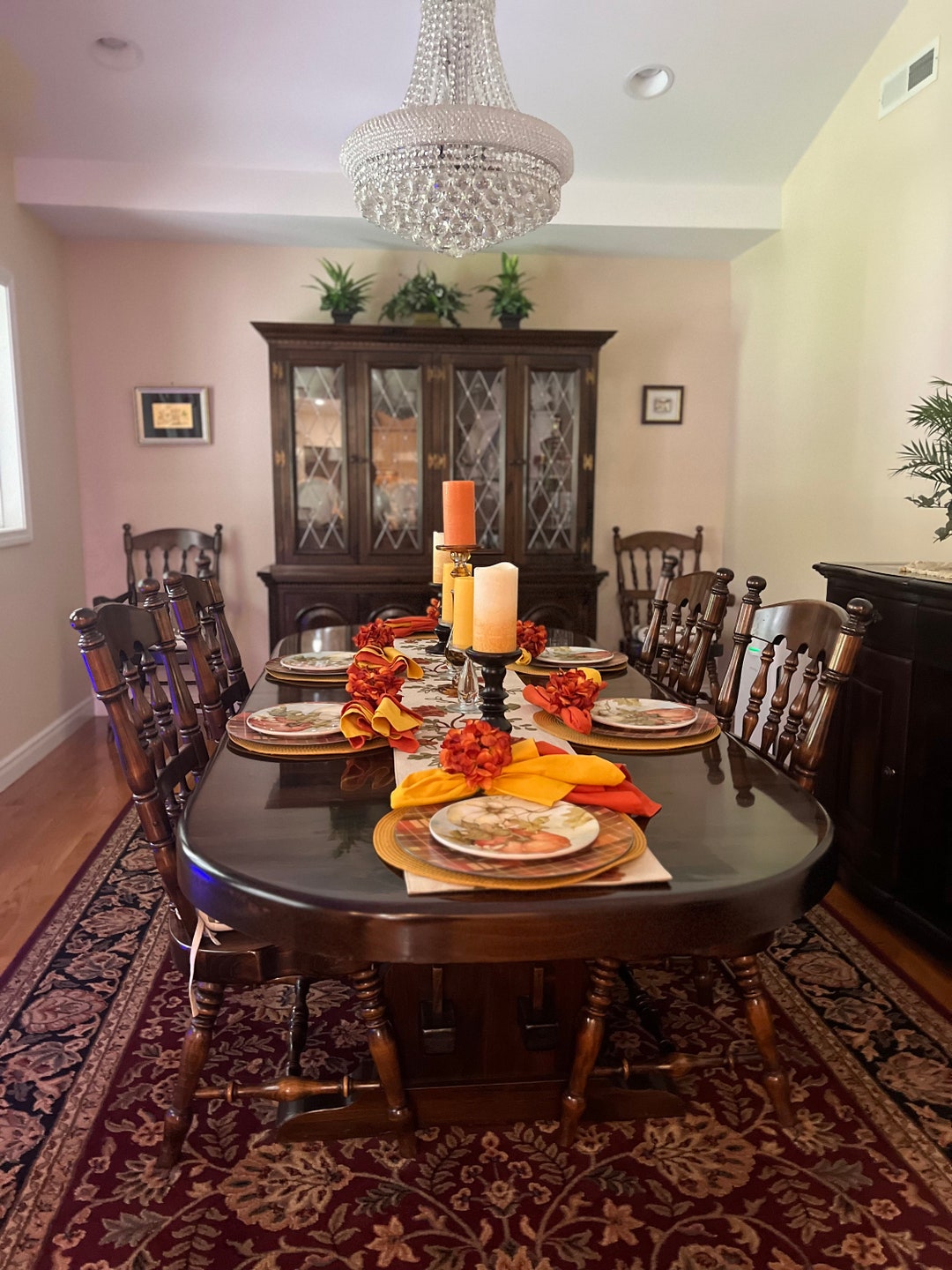 Dining Room Table & Hutch Set Oval Sold Wood Dining Table and Etsy