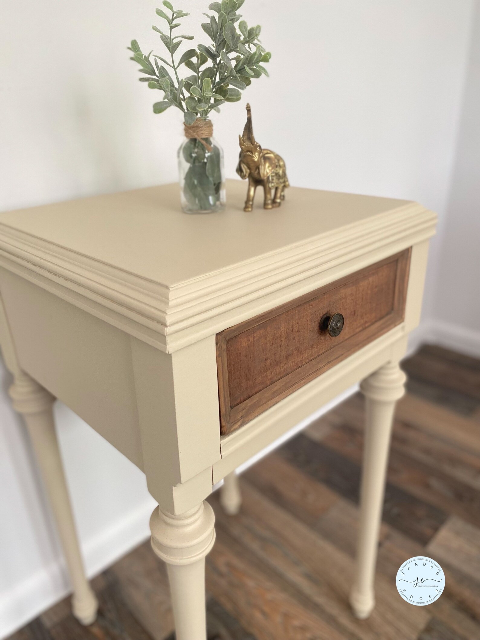 Vintage Side Table Cream Table Nightstand Vintage End Table Etsy