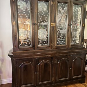 Dining Room Table & Hutch set, Oval sold wood dining table and chairs, solid oak hutch image 5