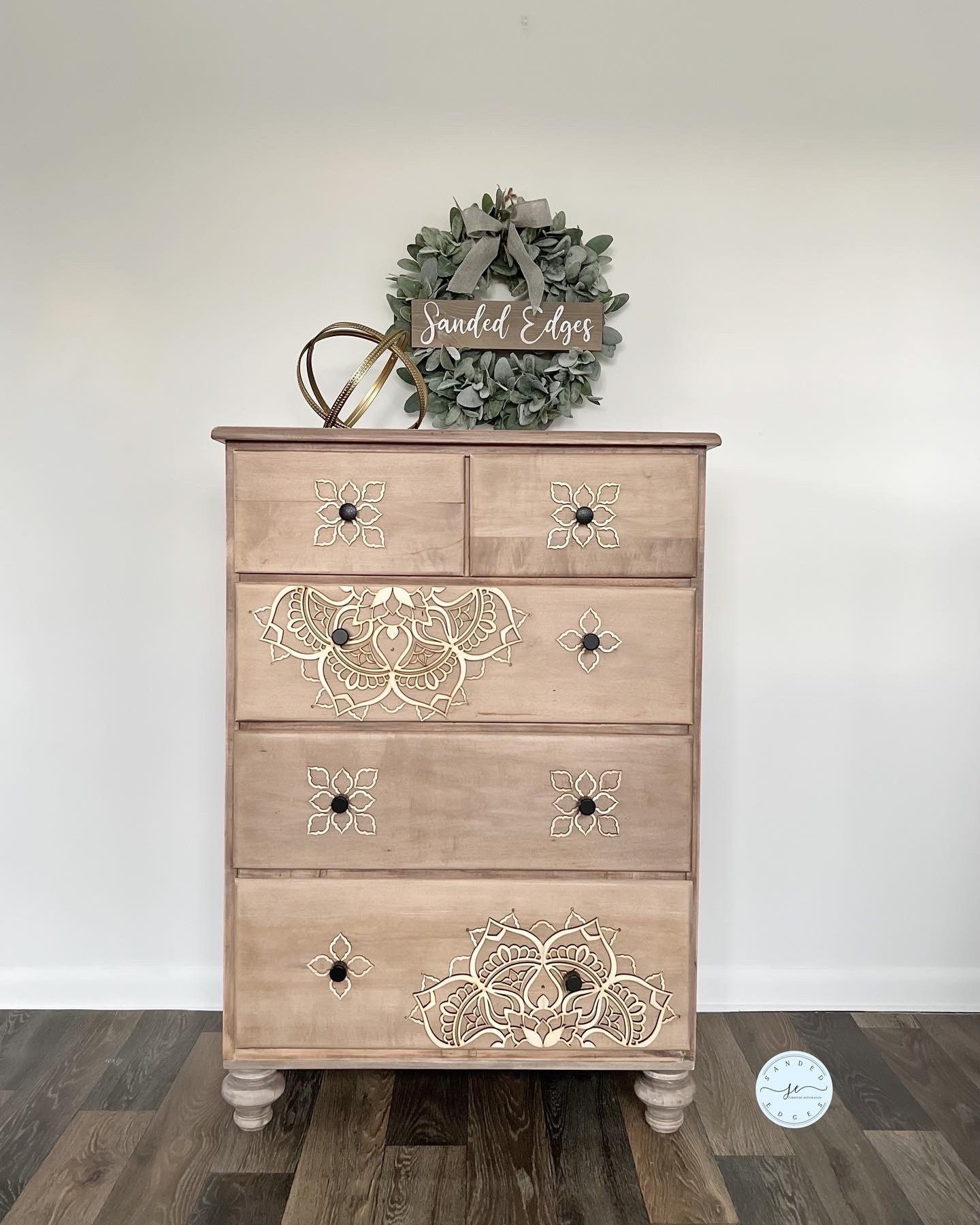 SOLD Boho Dresser Mandala Dresser Chest of Drawers Tween