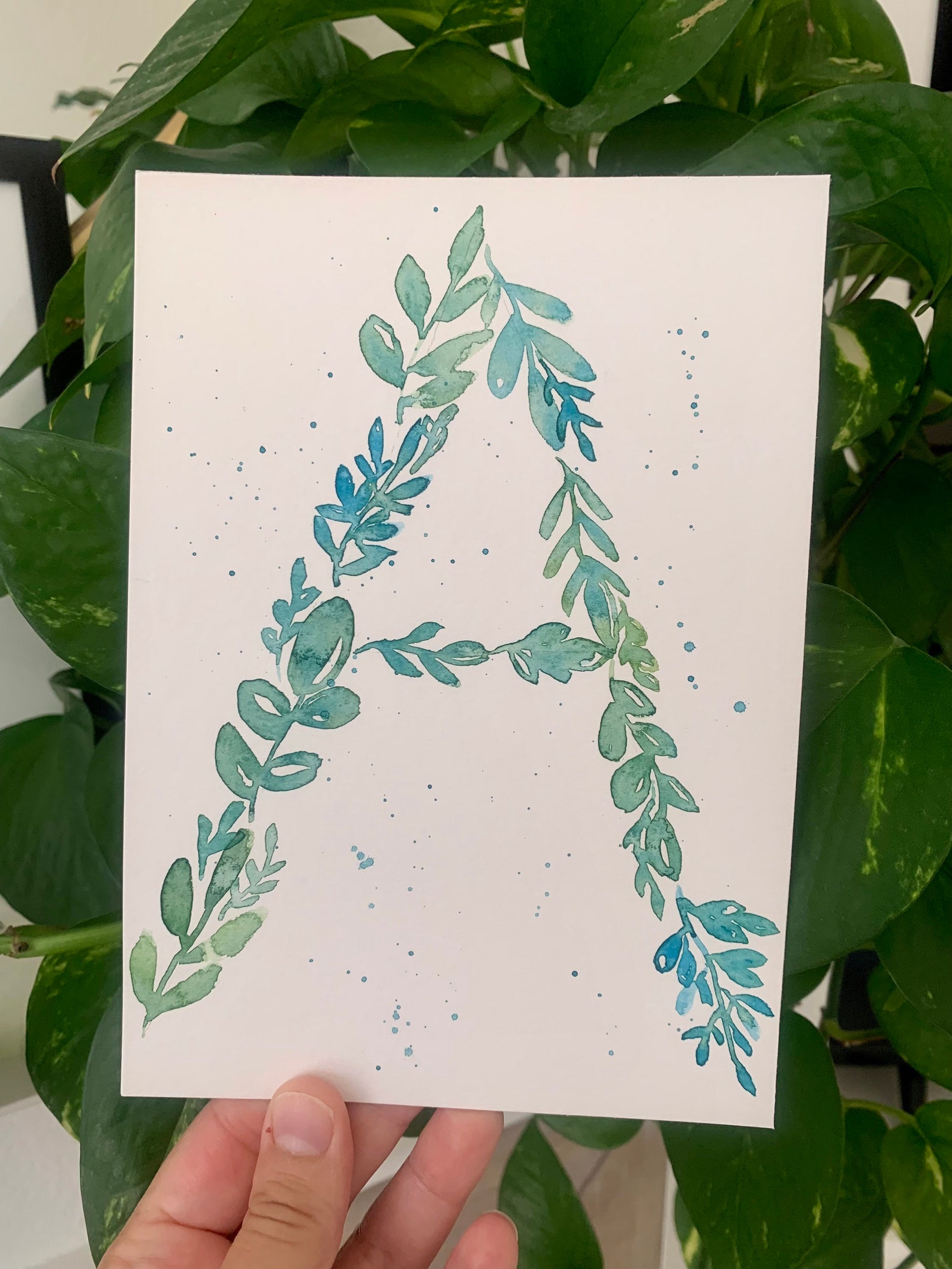 Custom Botanical Letter Painting Watercolor Initial Painting Etsy UK