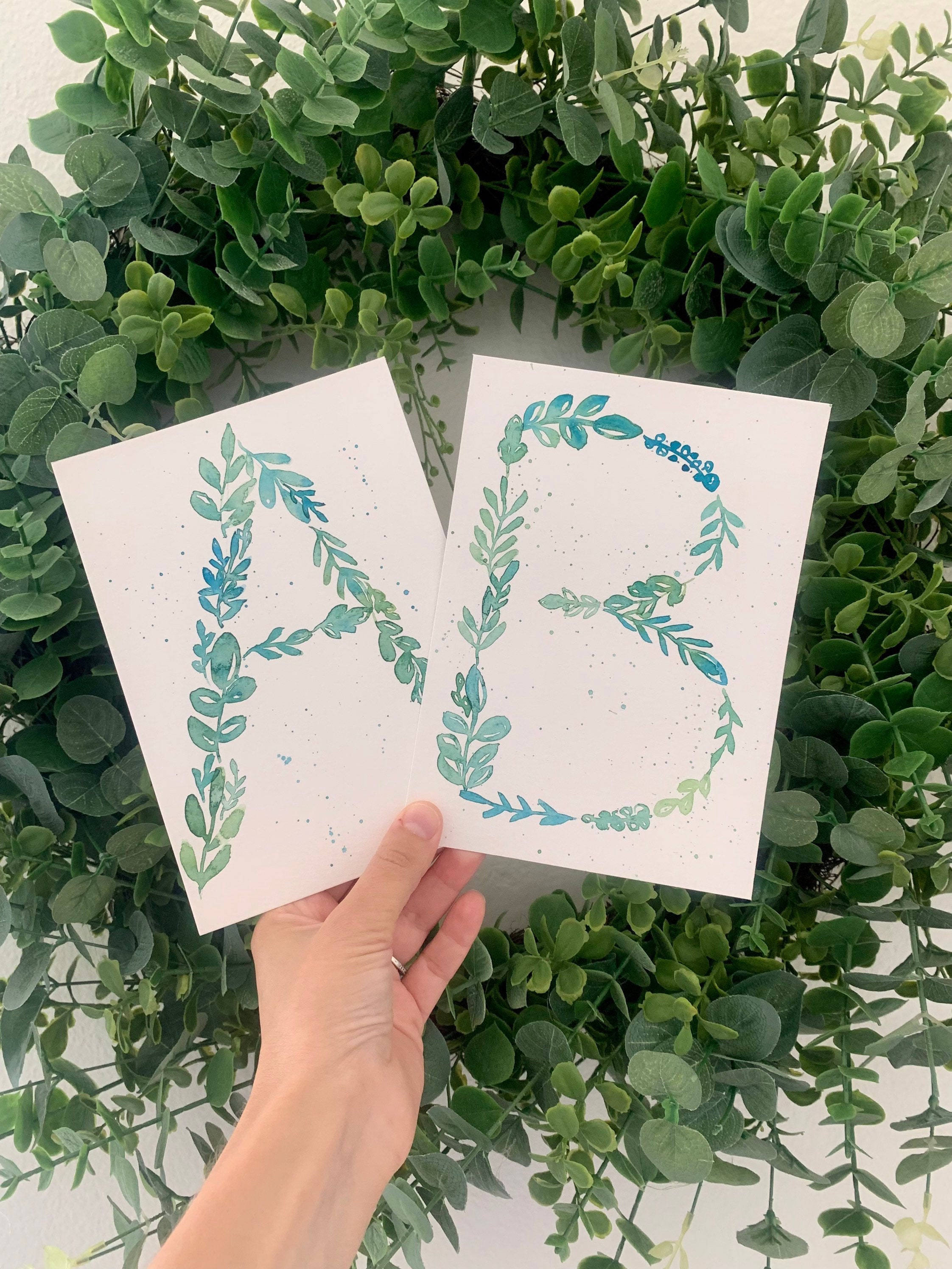 Custom Botanical Letter Painting Watercolor Initial Painting Etsy UK
