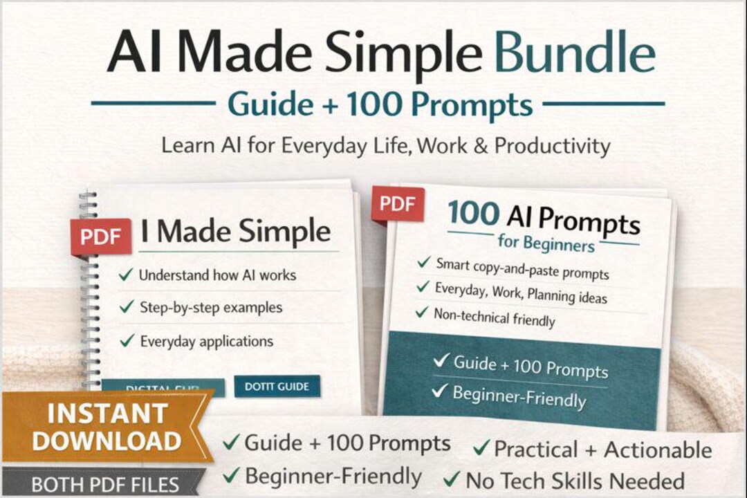 AI Guide & Prompts Bundle | AI for Beginners (PDF Download) - Etsy