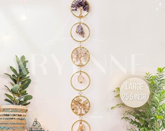 Chakra Crystals Suncatcher, Charming Christmas Gift for Mom, Wall Hanging Decor, Natural Crystal Sun Catcher, Handmade Charming Decor